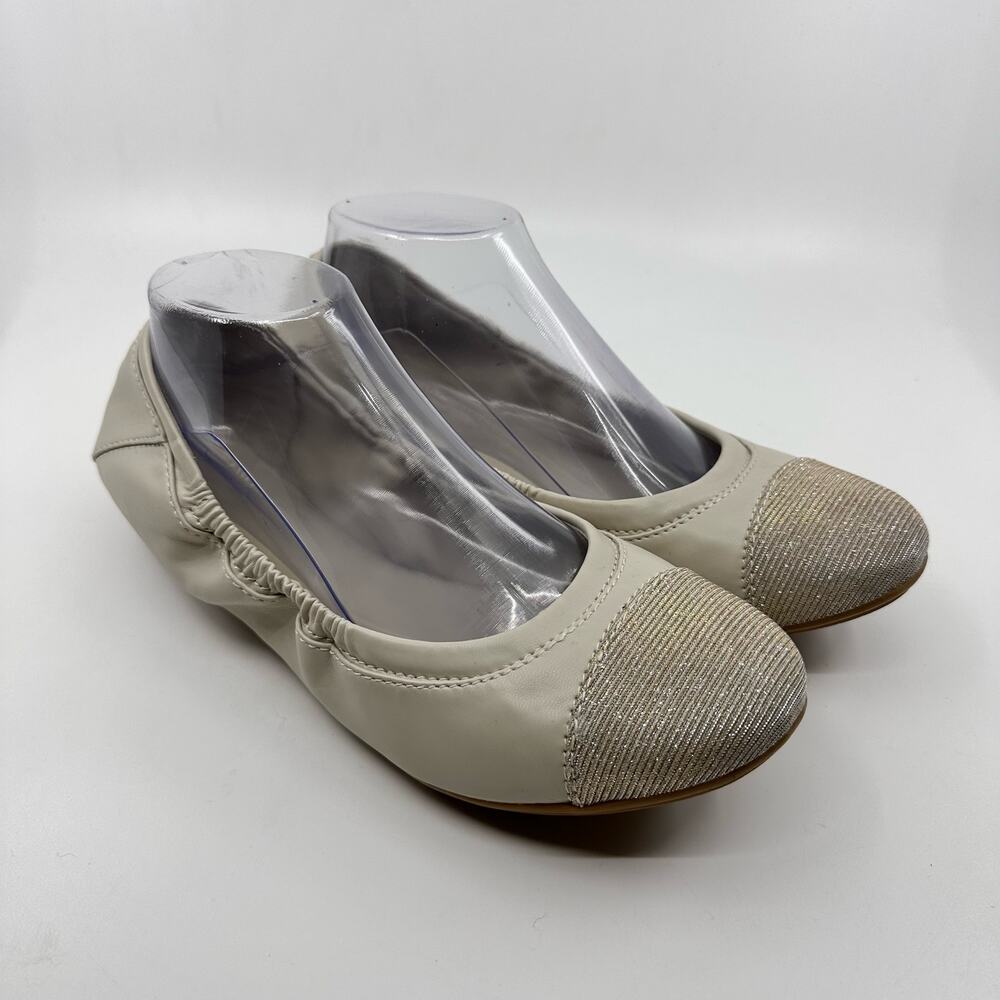 Easy Spirit Gessica Flats e360 Collection Women's 10.5M Cream/Glitter Cap Toe